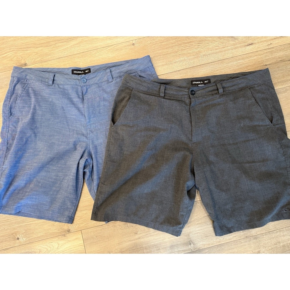 Oneill Shorts Men 40 Gray & Blue‎ Chino Polyester Blend Skate Beach Set Of 2